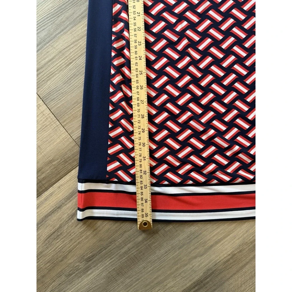 Michael Michael Kors Red White Blue Geometric Shift Knee Dress Cap Sleeve M